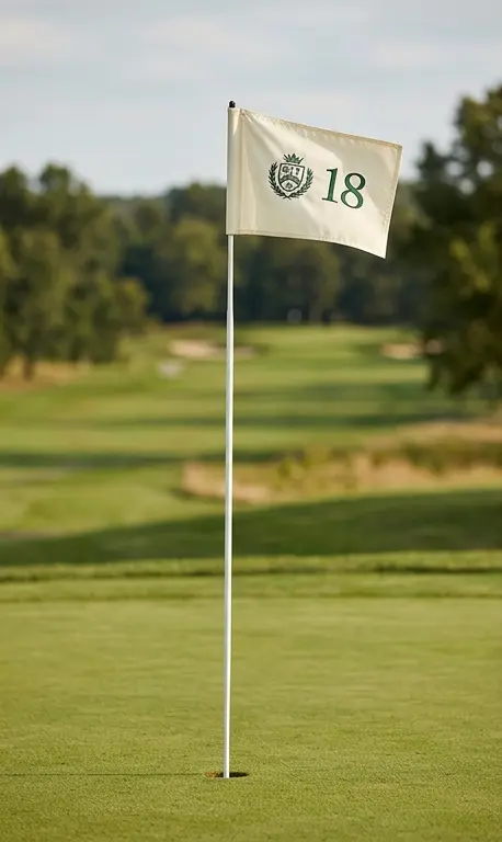 Course Flags with a classic custom golf club crest